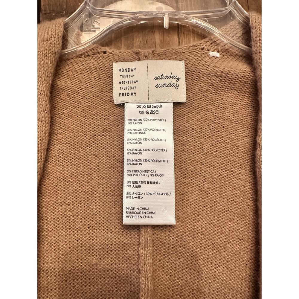Saturday Sunday Anthropologie Lucia Tied Kimono Cape Poncho Sweater Tan 1Size - Picture 3 of 10